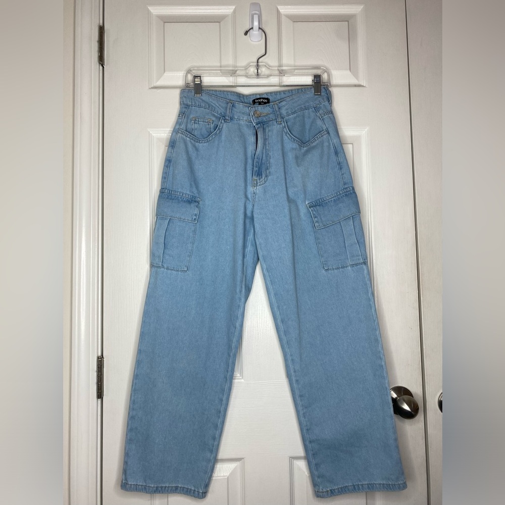 boohoo denim cargo pants